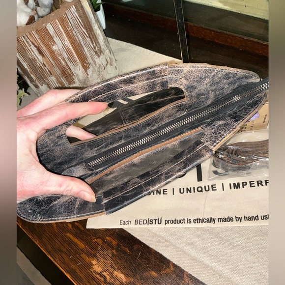 NWT Bed Stu Leather Greenway Handbag Crossbody Bag Black Lux MSRP $265 - Picture 8 of 13